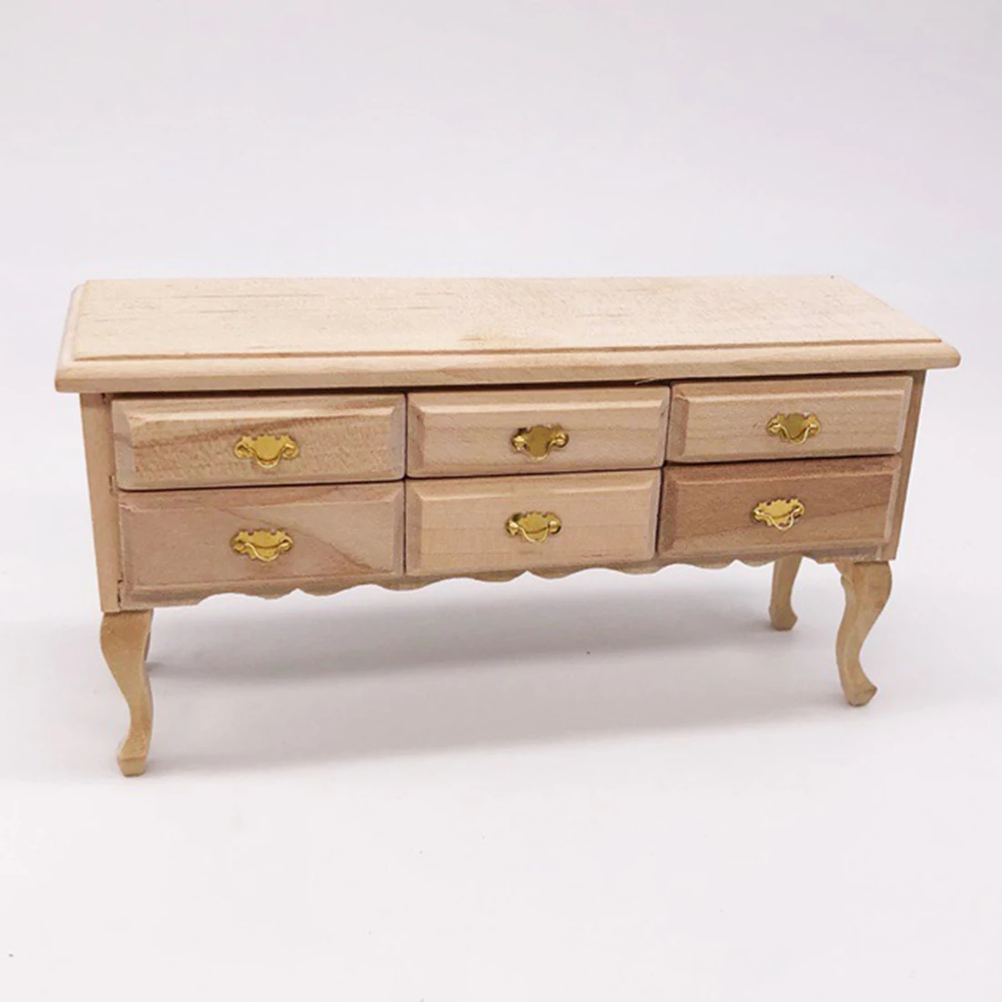  1/12 Scale Furniture Scene Props Miniature Dollhouse Desk with 6 Drawers for 1/12 DIY Dolls House K
