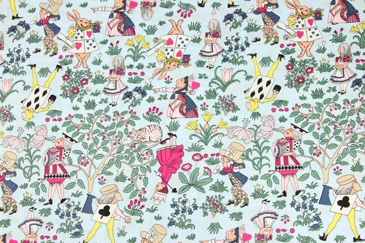 140*50 см Alice Rabbit хлопковая ткань детская рубашка для девочек шляпа юбка Diy ручной работы дизайнерское постельное белье домашний кошелек из ткани одеяло