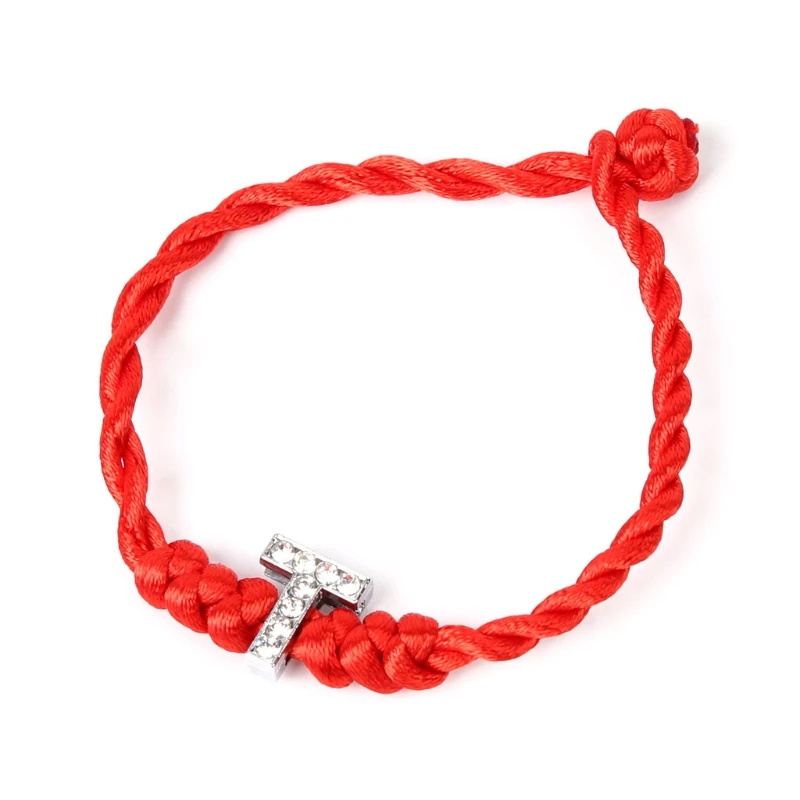 

Valentine's Day Lucky Rope Cord Crystal Letters Red String Couple Bracelets For Lovers 634D