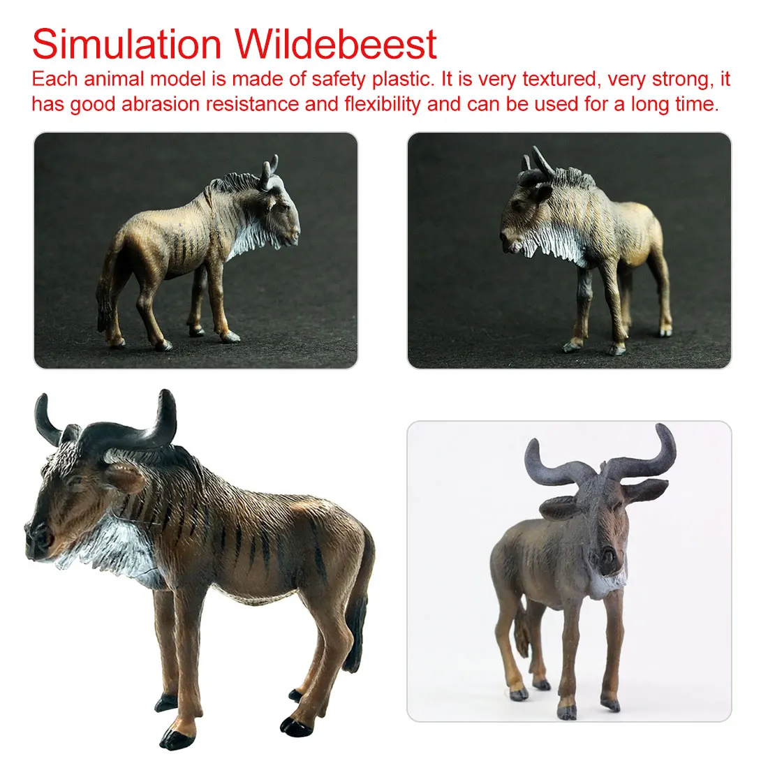Пересекающиеся продажи модели Африки большой Wildebeest Пластиковые Твердые Детские игрушки украшения подарок