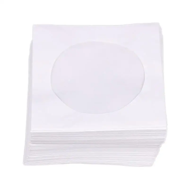 Mini 95pcs 8.5cm x 8.5cm Protective White Paper CD DVD Disc Storage Bag Envelopes Flap Dustproof Anti Scratch CD DVD Protect Bag