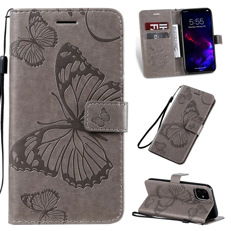 Wallet Flip 3D Butterfly Leather Case For iPhone 11 Pro X XS XR Max 5 5S SE 6 6S 7 8 Plus Book Cases Soft TPU Phone Cover Fundas iphone 7 cardholder cases