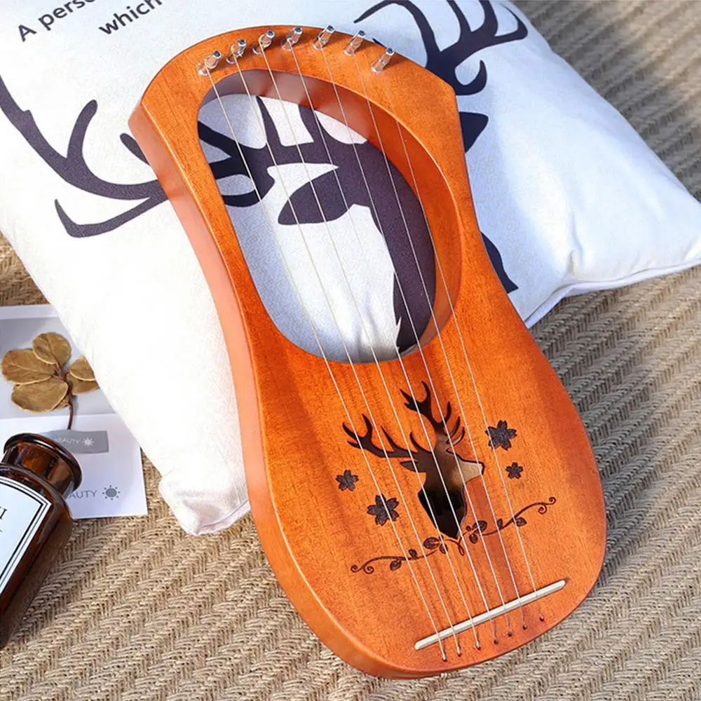 7 струн Lyre Harp с английской ручной чистящей тканью для ключа легкий подарок детей