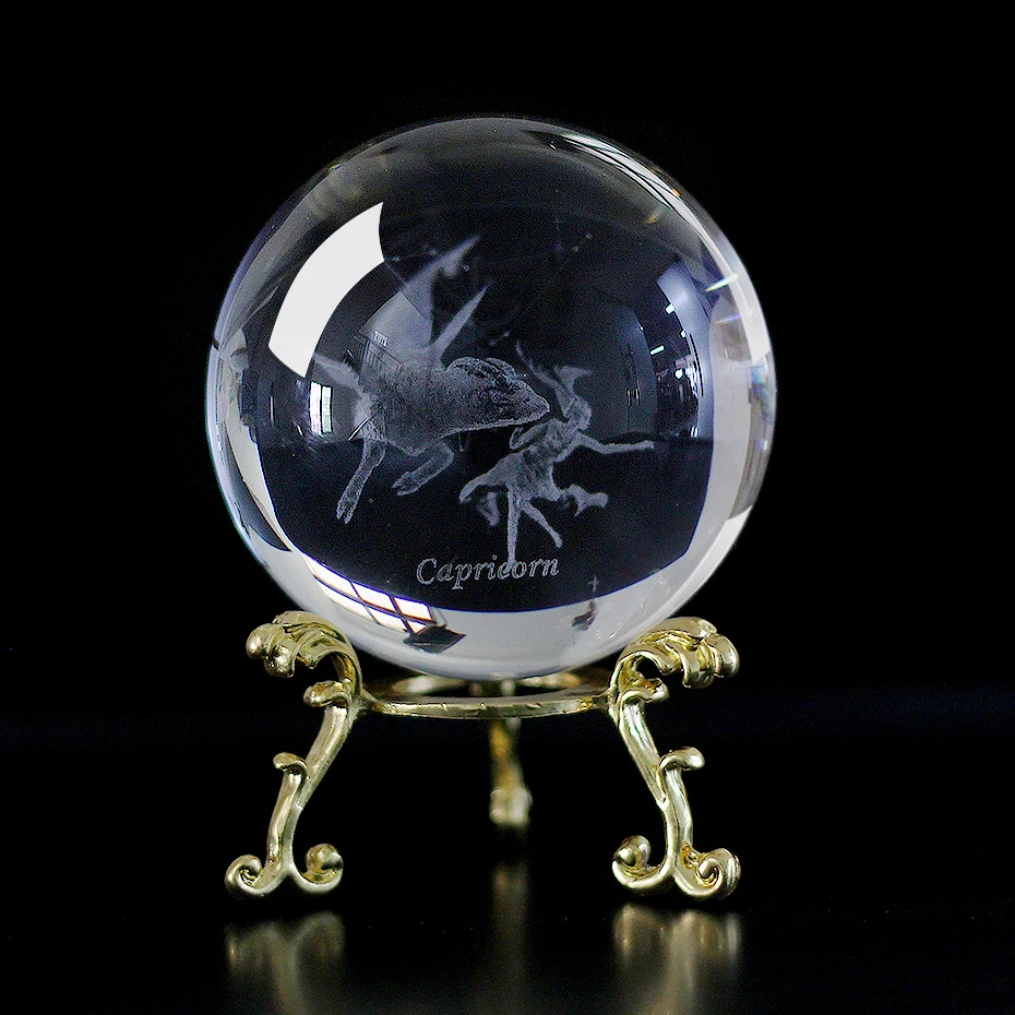 60 MM 3D Zodiac Sign Star Crystal Ball Laser Engraved Glass Sphere Crystal Craft Home Decor Birthday Gift Ornament