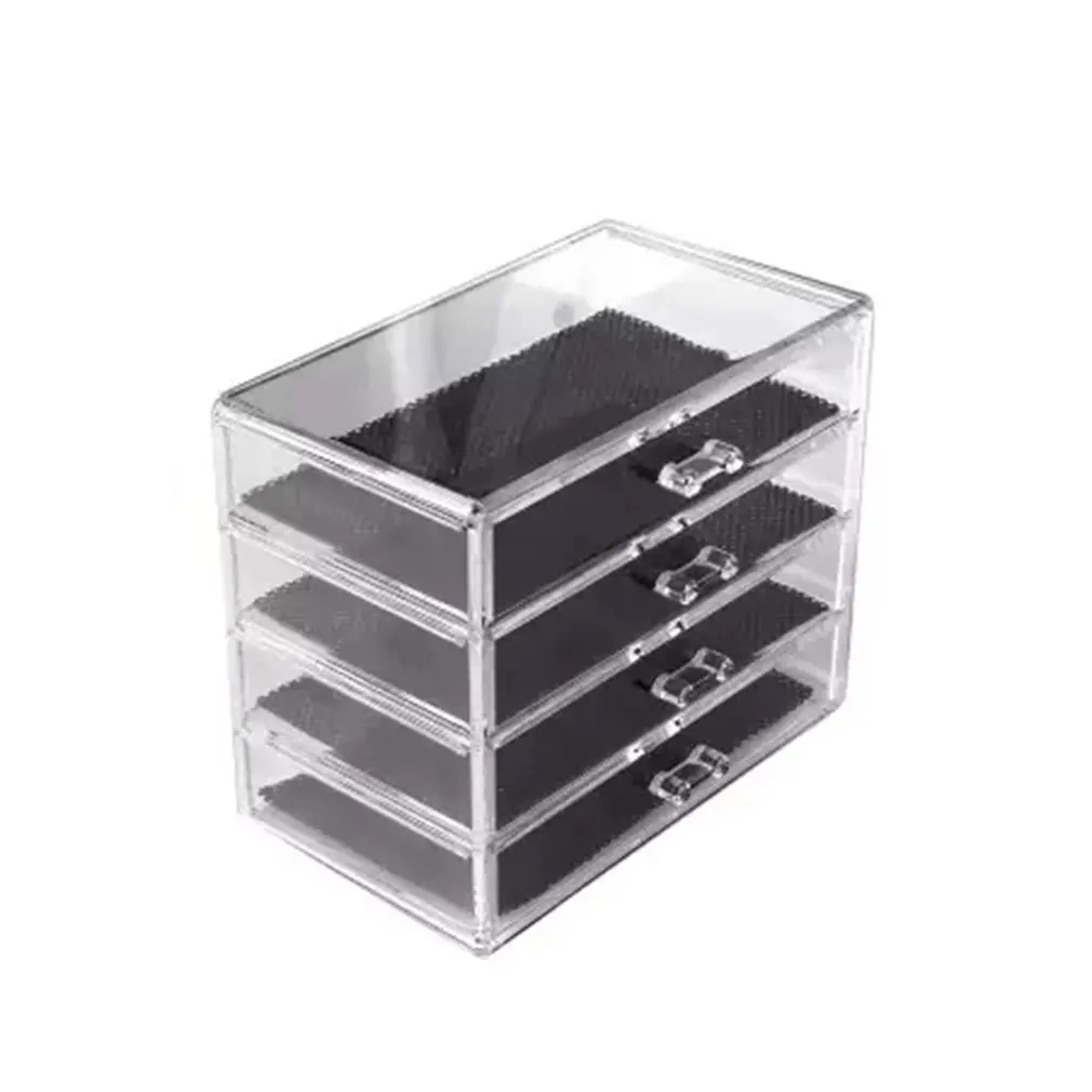 Прозрачная Косметика ящики коробка ювелирных изделий Макияж Дисплей Органайзер 4 слоя светлая косметичка