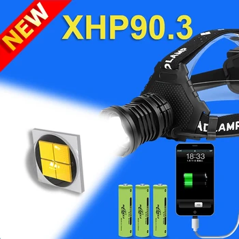 

Newest Super Bright XHP90.3 Headlamp USB 3*18650 Battery Rechargeable Led Headlight Waterproof Zoom Lantern lamp Use for Hunting