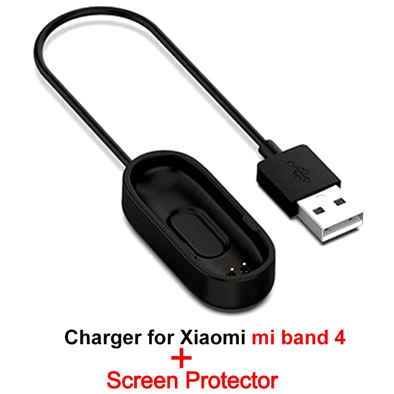 Зарядное устройство для Xiaomi mi Band 4 3 2 зарядное устройство кабель зарядное устройство умный Браслет mi Band 4 USB кабель для зарядки данных Защита экрана - Цвет: For Mi Band 4