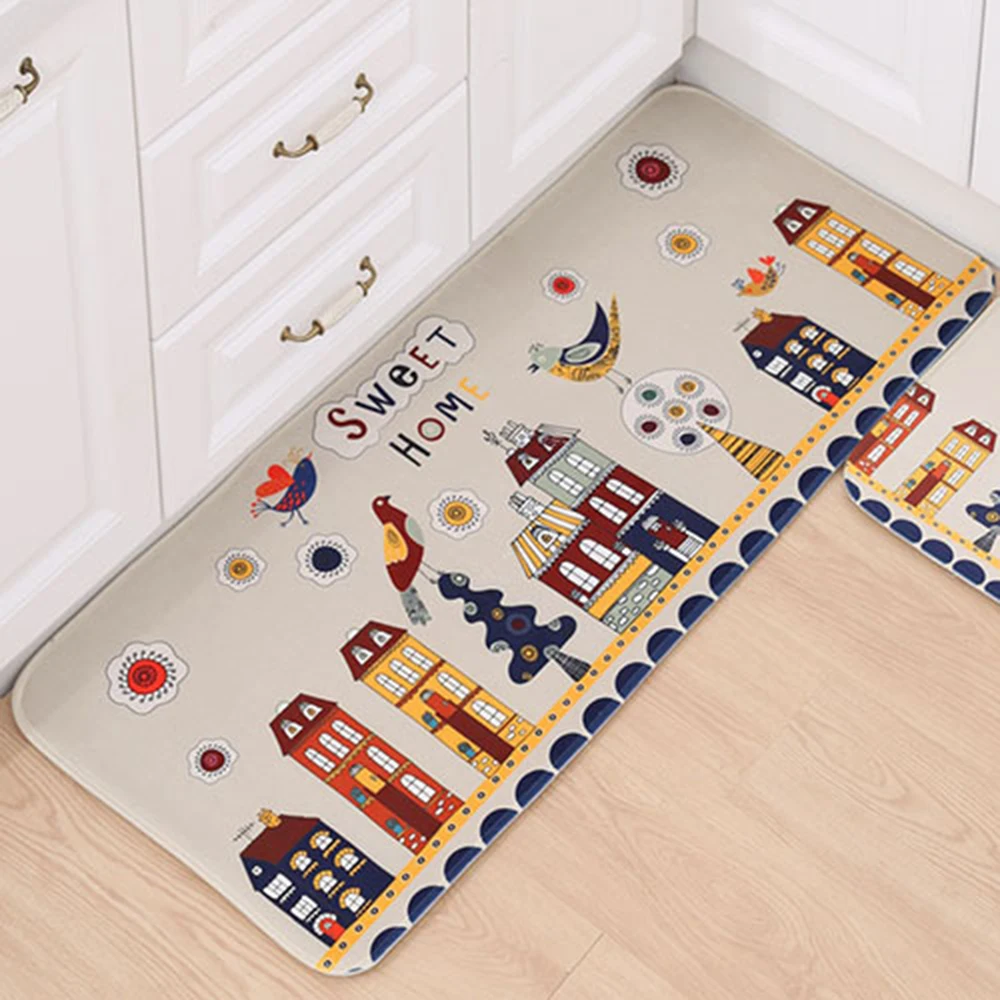 1 pc Non-slip Flannel Cat Cute Animal Printed Rectangular Carpet Entry Door Entry Pad Carpet Mat Cartoon for Bathroom Bedroom