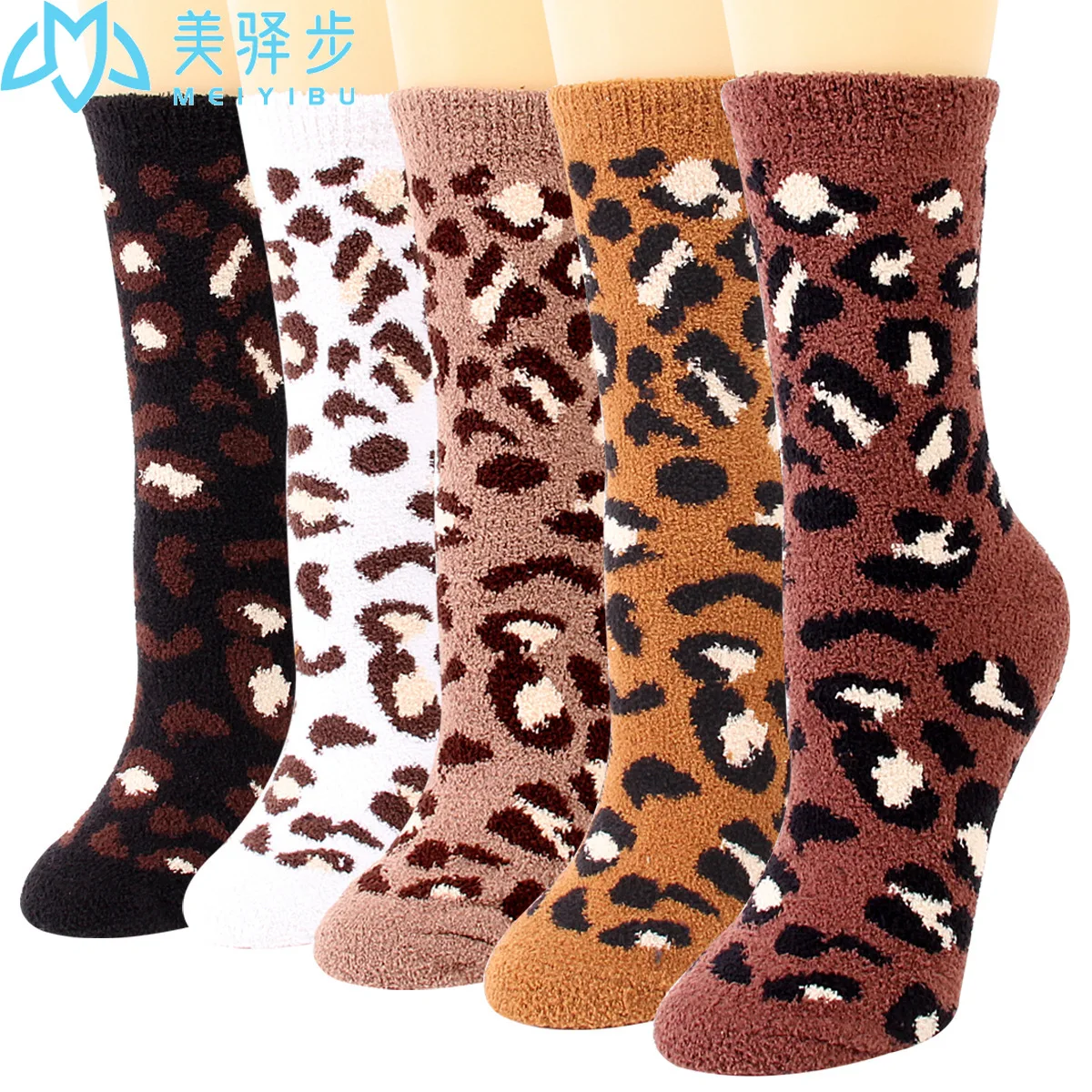 

Winter Fashion Leopard Coral Velvet Female Socks 12 PAIRS PER SET Warm and Thick Soft and Comfortable