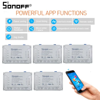 

Sonoff 4CH Pro/R2 4 Gang Smart Wifi Switch Light Module RF 433MHz Wireless Remote Smart Home Control Inching Interlock Relay