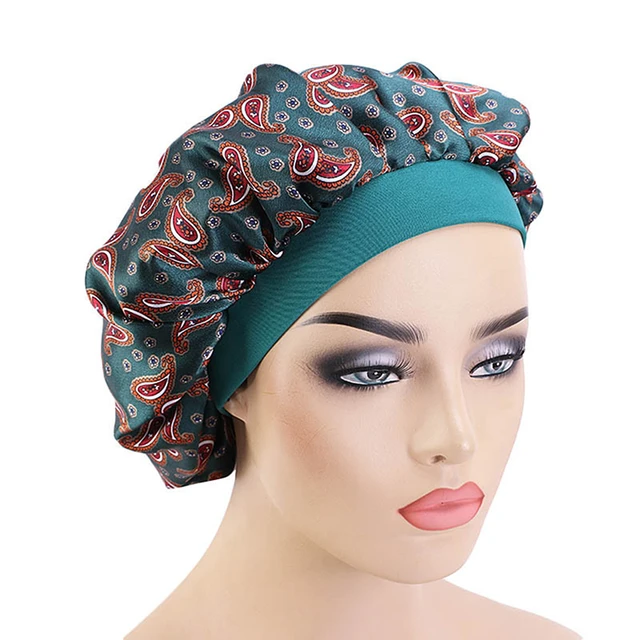 Bonnet de nuit en Satin pour femmes, en soie, avec large bande élastique -  AliExpress