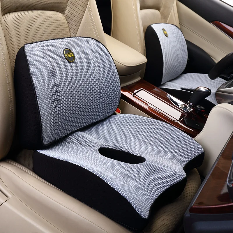 Orthopedic Memory Foam Thickned Car Seat Cushion Set Slow Rebound Office Chair Back Support Cushion Seat Support Lumbar Cushion 