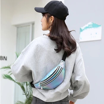 

Women Waist Bag Laser Belt Bag Waist Pack Hip Bum Banana Bag Laser Hologram Waistbags 2020 Pouch Money Girls Belt Bag