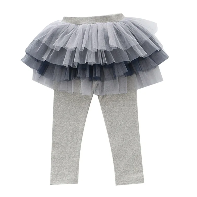 Модные хлопковые леггинсы для маленьких детей; сезон осень; юбка в сеточку для маленьких девочек; брюки; обтягивающие длинные штаны с v-образным вырезом - Цвет: Серый