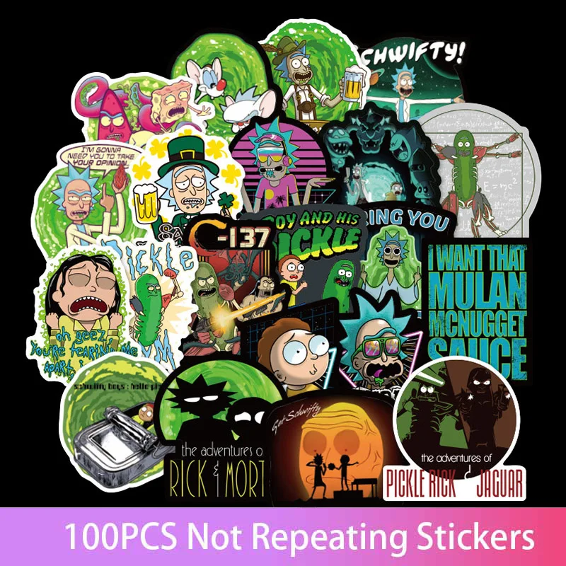 

100Pcs Sticker US Drama Cucum Rick and Morty Mort Funny Decal For Car Laptop Motorcycle Notebook Waterproof Stickers