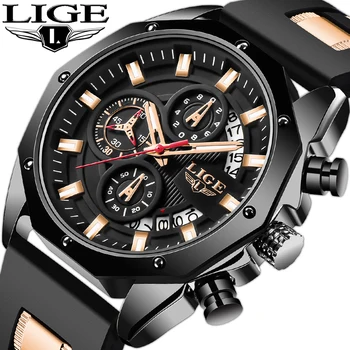 

2020 LIGE New Sport Mens Watches Top Luxury Brand Watch For Men Silicone Wristwatch Waterproof Quartz Clocks Relogio Masculino