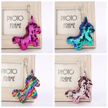 Bonito Unicórnio Chaveiro Pompom Glitter Lantejoulas Presentes Chave Anel para As Mulheres Encantos Saco Acessórios Do Carro Chaveiro Llaveros Mujer(China)