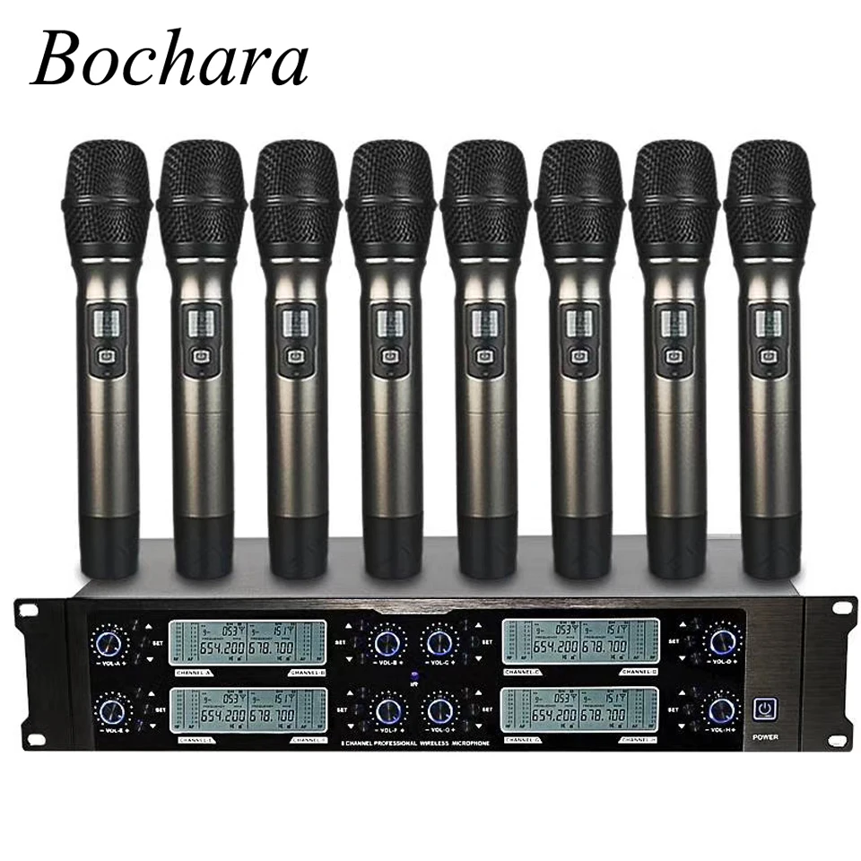 Профессиональная Беспроводная микрофонная система Bochara 8 каналов передатчики
