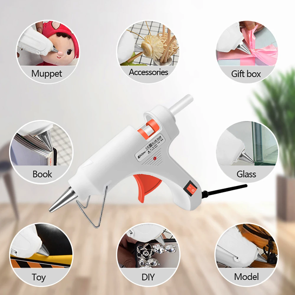 Hot Melt Glue Gun with 7x100mm Glue Sticks 20W Heating Gun Home DIY Tools Hot Glue Gun