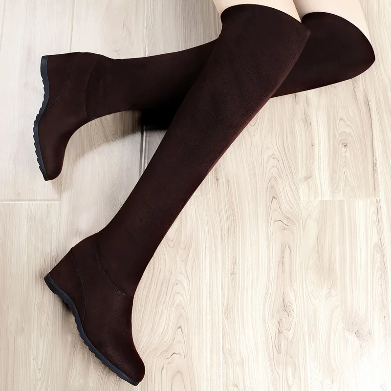 

Elevator Thin Boots Women's Boots 2019 New Style Versatile Slimming Spring And Autumn WOMEN'S Shoes Elasticity Over-the-knee Boo