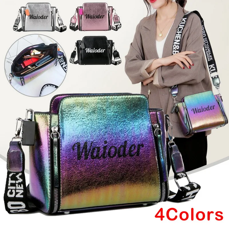 SHUJIN женская сумка Праздничная PU сумка-мессенджер Изысканная женская сумка на плечо с надписью разноцветная повседневная сумка-мешок на молнии