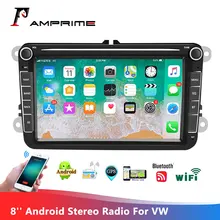 AMPrime Android Double Din GPS Car Stereo Radio 8''Touch Screen Car MP5 Player with Bluetooth GPS FM Radio Receiver For VW Skoda