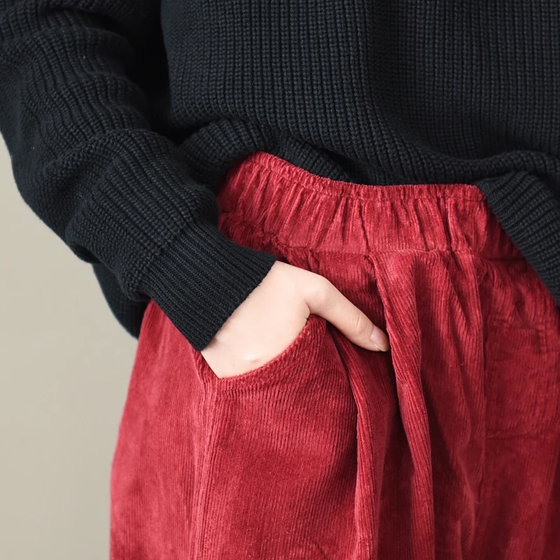Повседневные женские вельветовые брюки женские Мешковатые широкие хип хоп уличные джоггеры винтажные Осенние Теплые плотные свободные брюки X9196