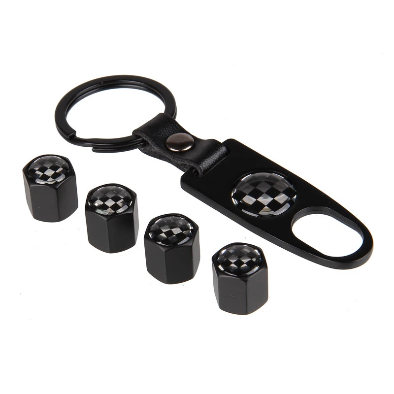 Для Ford Focus Mazda 3 Honda Civic Nissan Skyline Jeep Buick Audi R10 Toyota Rav4 F1 флаг автомобильных шин колпачки клапанов авто аксессуары - Цвет: Black