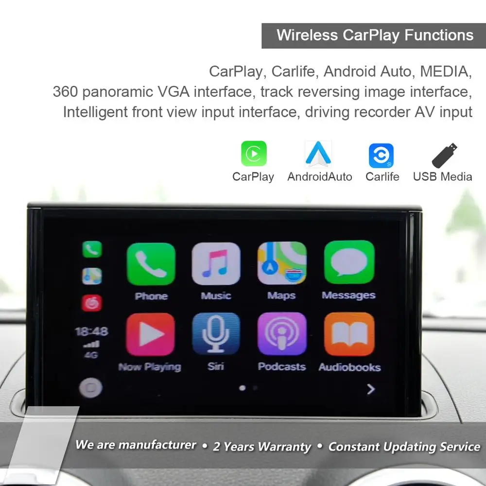 Беспроводной автомобильный смарт бокс CarPlay Android для Audi A1 A3 A4 A5 A6 A7 A8 Q3 Q5 Q7 RS5 RS6 RS7MMI2G
