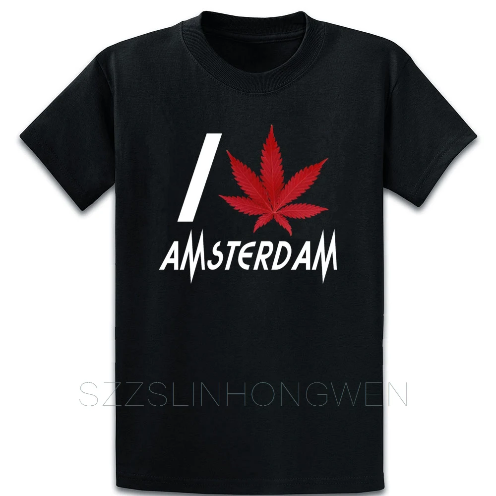 Футболка с надписью I Love Amsterdam против морщин хлопковая летняя стильная нормальный