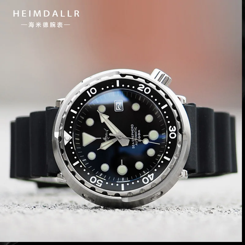 

HEIMDALLR Men's Tuna Dive Watch Sapphire 47mm Black Dial 300M Water Resistance Japan NH35A Automatic Movement Mechanical Watches