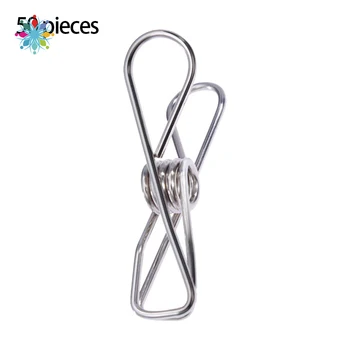

50pcs Stainless Steel Clips High Quality Solid Multi-function Non-magnetic Windproof Sun Socks Sealing Snack Clip Size Clip CS