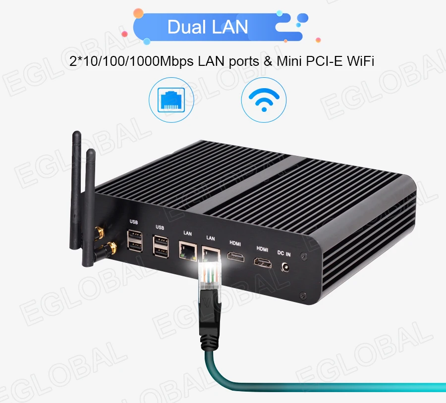 Процессор EGlobal fanless Barebone i7 Мини ПК Win10 3 года гарантии Nuc компьютер Intel Core i7 5500U 4K HTPC ТВ коробка Minipc неттоп