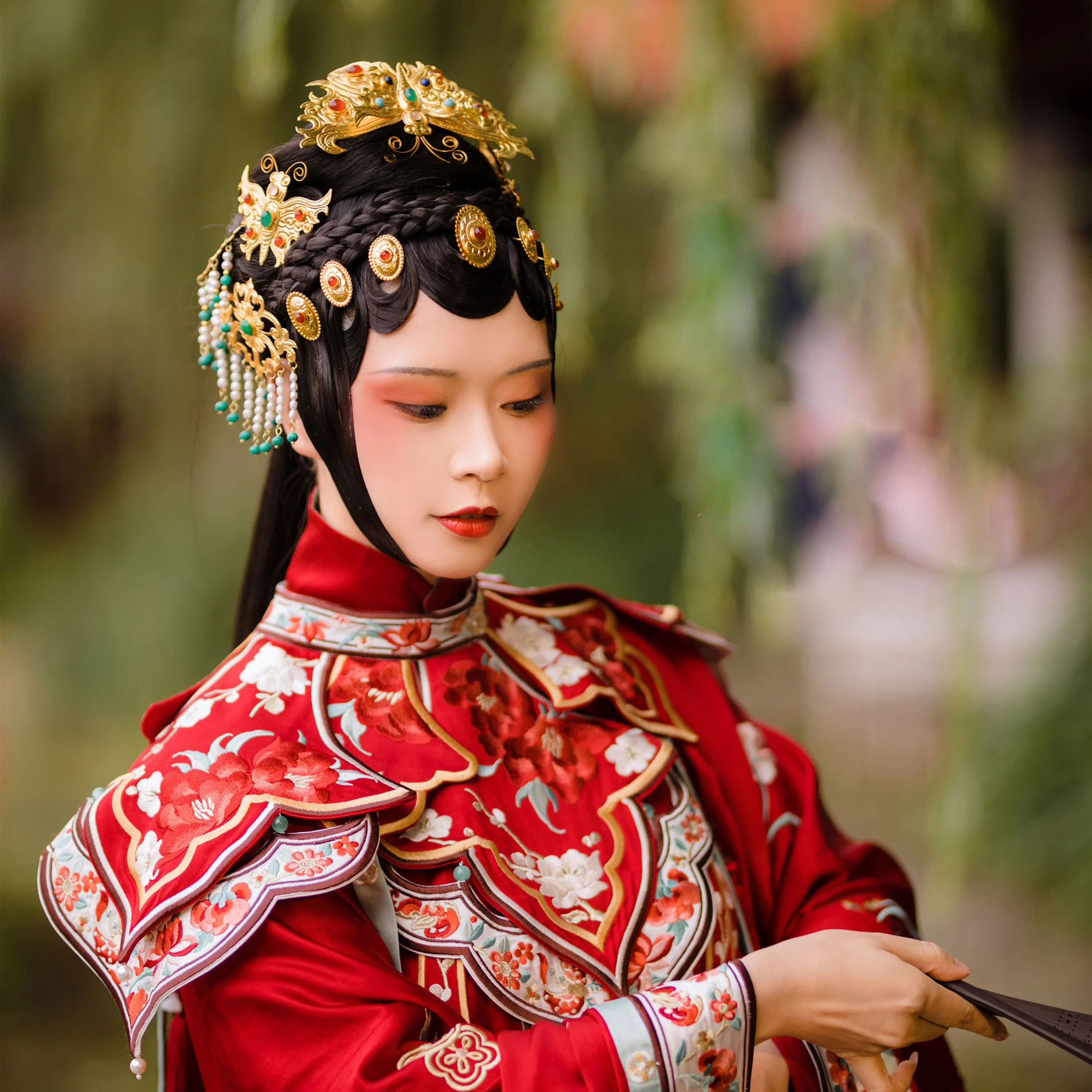 非物理的な遺産xiang-si-zui-lyz伝統的なアートワーク手作りのオペラハウスクンクスタイルの漢服のヘアアクセサリーヘアジュエリー