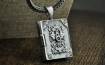 

925 Sterling Silver cross Lord's Prayer Holy Bible Locket charm pendant A4078