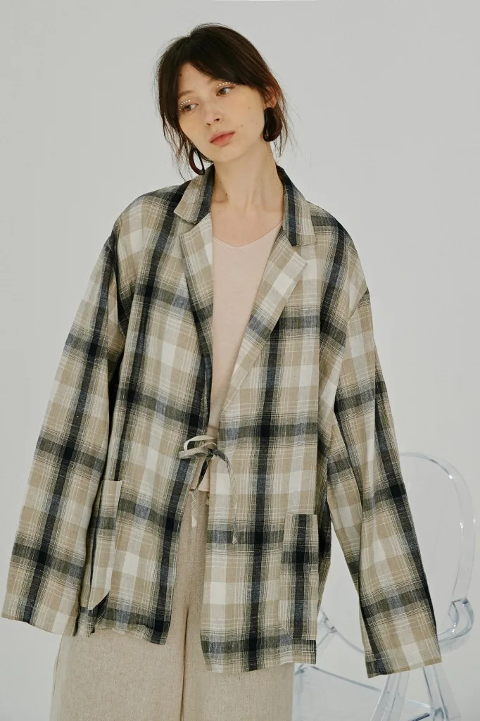 

Retro Pattern Japanese-Style Lace-up Linen Suit