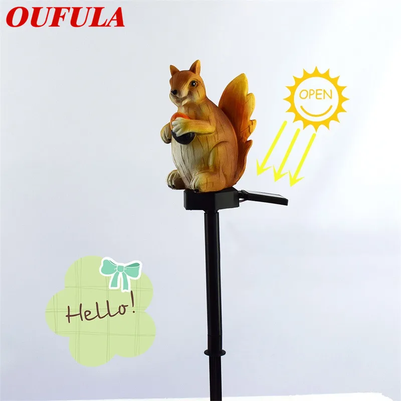 

OUFULA New Product LED Solar Lawn Light Landscape Light Squirrel Villa Garden Patio Ground Light