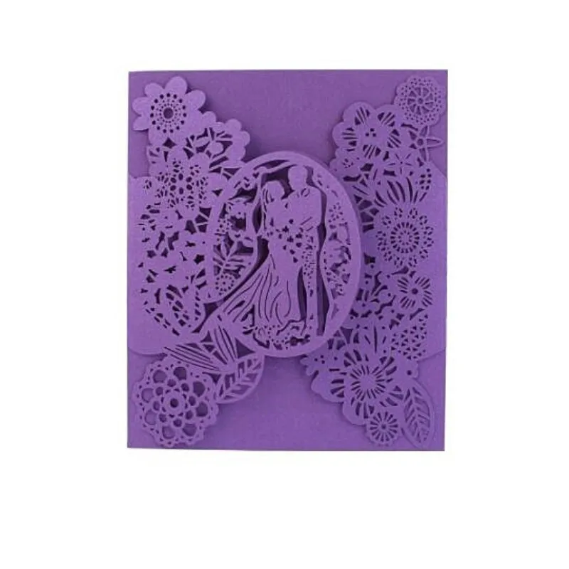  50pcs Romantic Laser Cut Wedding Invitation Card Groom Bride Carved Pattern Wedding Card Hollow Out - 4.00004E+12