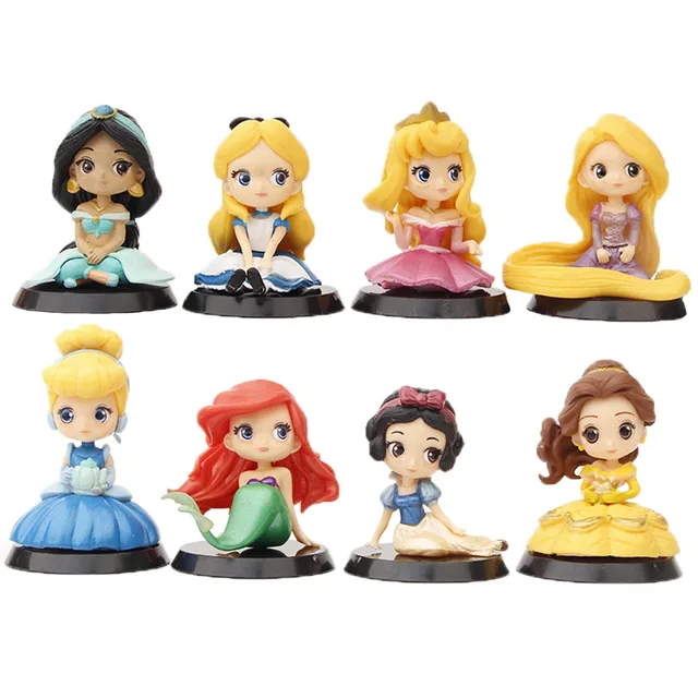 8pcs Set Q Posket Disney Princess Figure Toys Snow White Belle Mermaid Rapunzel Ariel Cinderella Pvc Model Dolls Action Figures Aliexpress