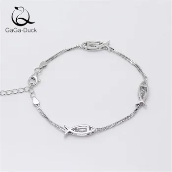 

New Arrival Fashion Jewelry Temperament Sweet Fish 925 Sterling Silver Hollow Cute Animal Personality Gift Bracelets B161