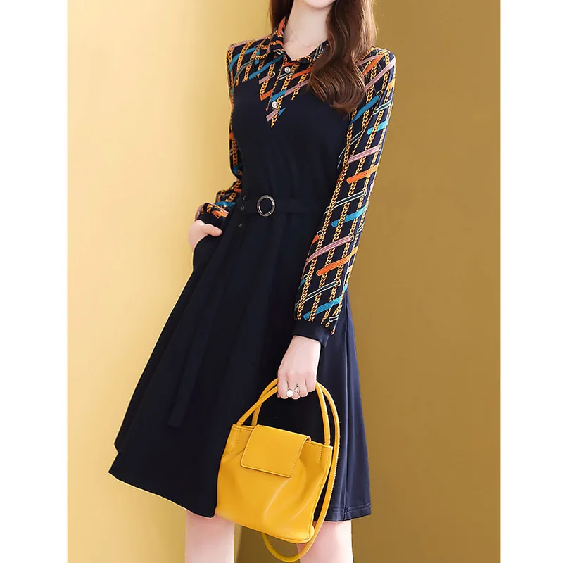 

Autumn Clothing 2019 New Style Dress Women's Mid-length Long Sleeve Waist Hugging Slimming Elegant Popular Skirt