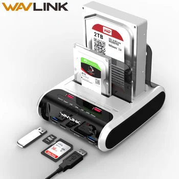 

Wavlink USB 3.0 to SATA Dual Bay External Hard Drive Docking Station for 2.5” & 3.5”SSD HDD Fast Offline Clone&UASP Card Reader