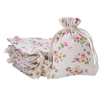 

30pc Flower Linen Drawstring Gift Bag Candy Jewelry Party Wedding Favor Bags
