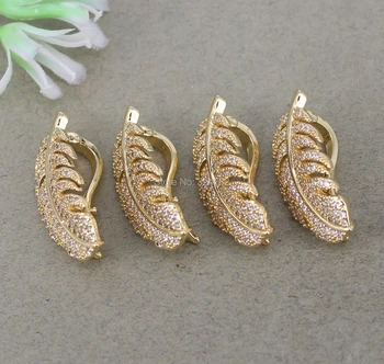 

10pcs Micro Pave CZ Leaf Pendant Bails,Micro Pave CZ Leaf Clasps,Jewelry Hooks
