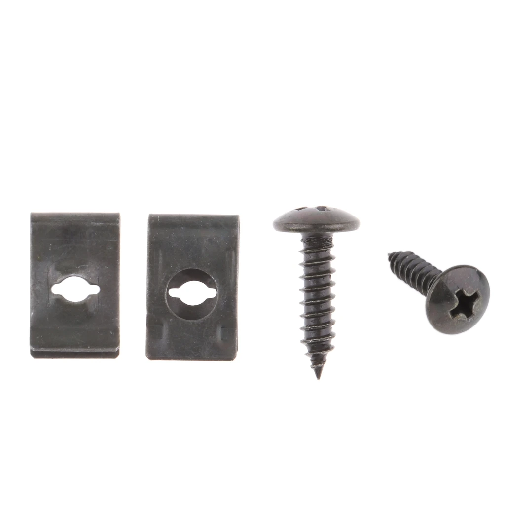 40x Metal Fastener U-Type Clips and Screws Retainers Rivets for Car Bumper