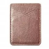 Rose Gold Карманный мини-вставляемый безопасный двухслойный чехол-держатель для карт, чехол-накладка на клейкий кошелек, Универсальный однотонный кожаный чехол - Color: Rose Gold