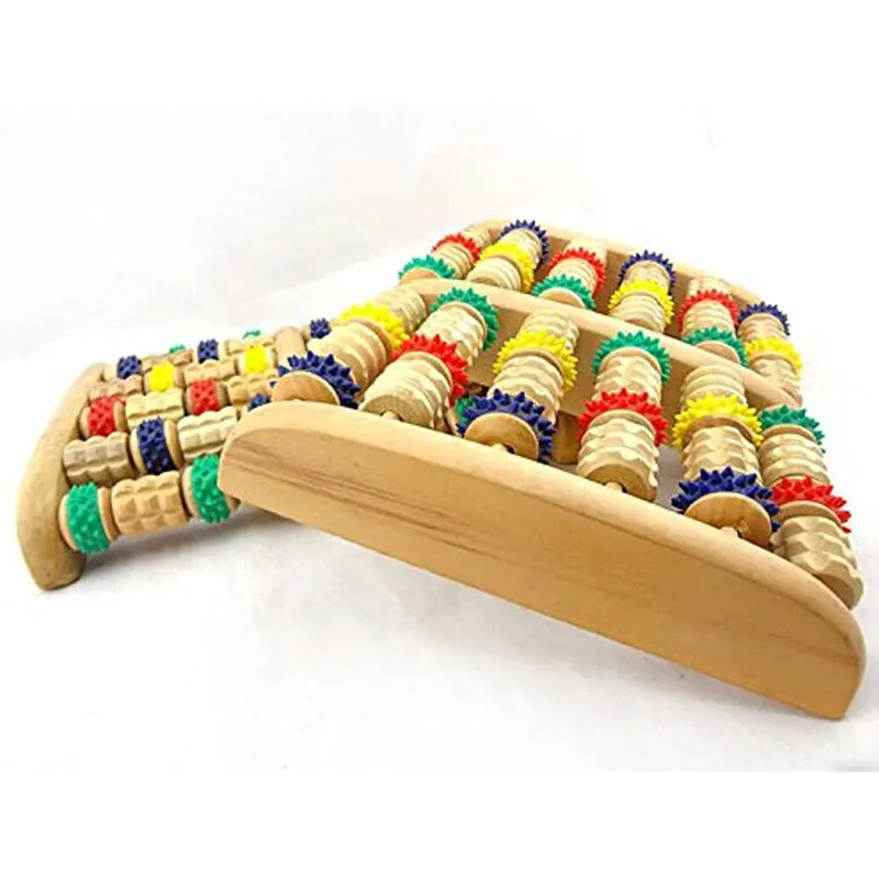 BYEPAIN Wooden Foot Massager Roller Reflexology for Stress Fitness Health Care Feet Massager Colorful Massage Roller Pain Relief