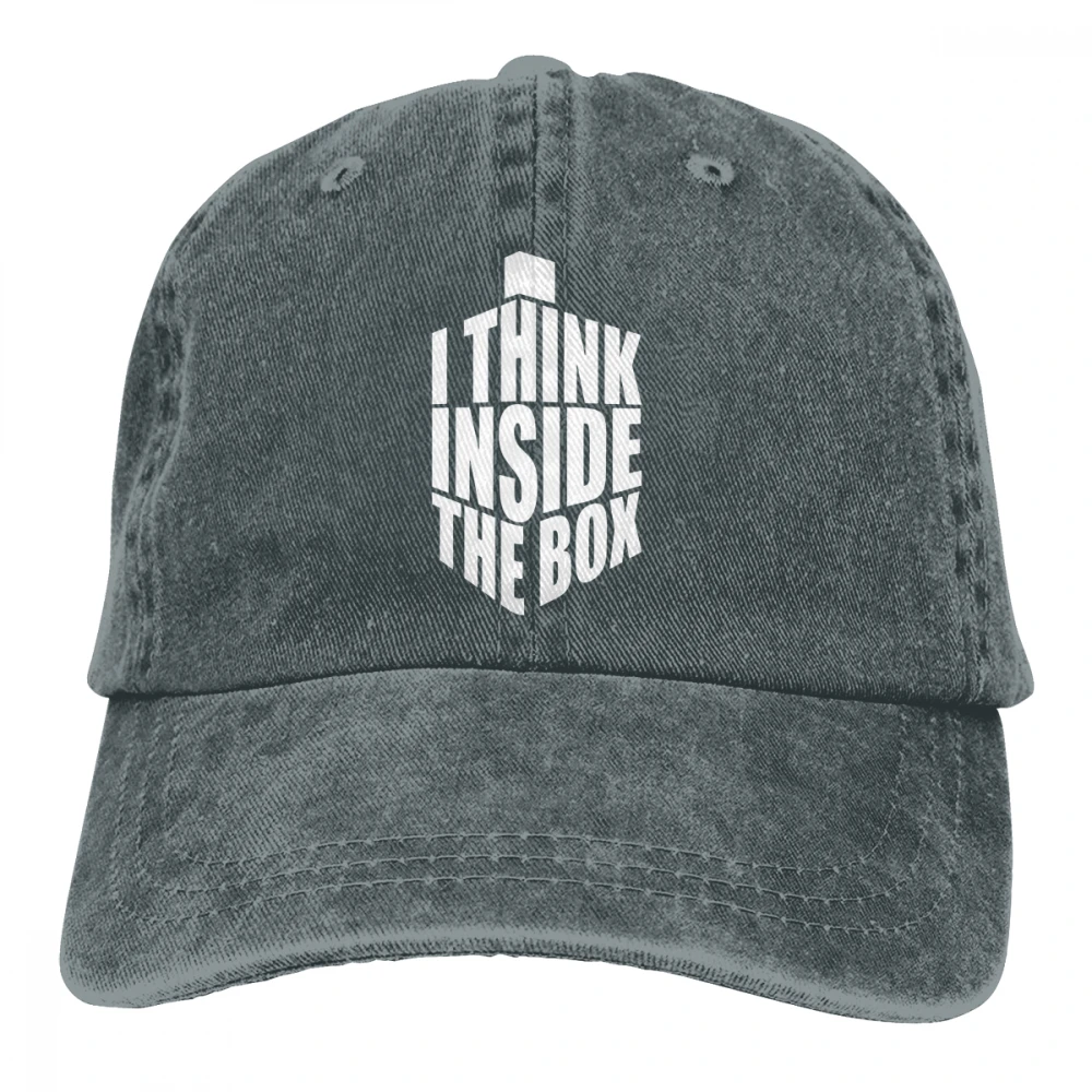 I Think Inside The Box Casquette черные унисекс Мужские Женские джинсовые бейсболка с ремешком кепки Регулируемая шляпа для гольфа папа