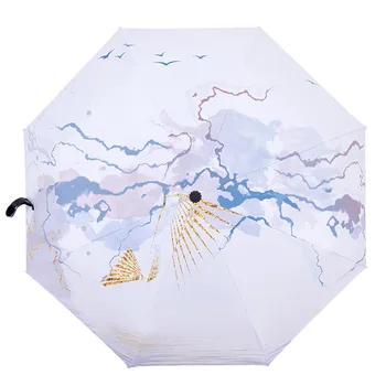 

Chinese style design elements Rosy clouds Manual/Automatic Three Folding Umbrella Male/Female Windproof Commercial