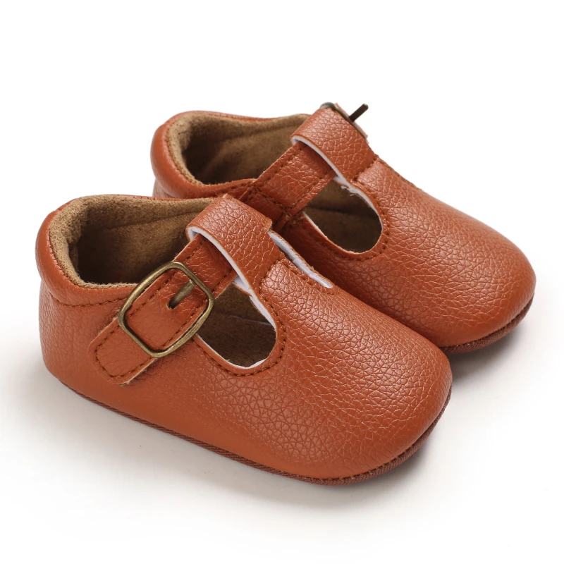 Newborn Soft Soles Brown Girl  Boy Shoes Non-Slip Rubber Soles Cute Big Bow Princess Shoes Breathable Leather Baby Walking Shoes 2